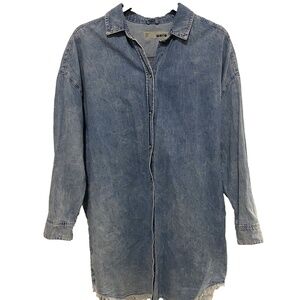 Topshop Moto Acid Wash Denim Shirt dress Size 4